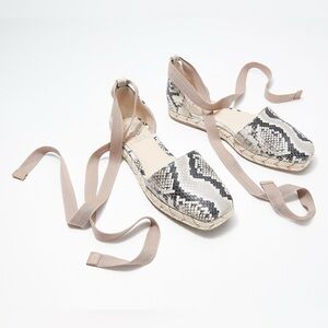 Vince Camuto Snakeskin Espadrilles with Ankle Wraps